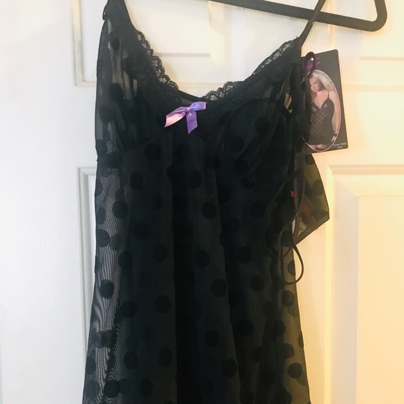 Other - Black sheer polka dot babydoll nightie